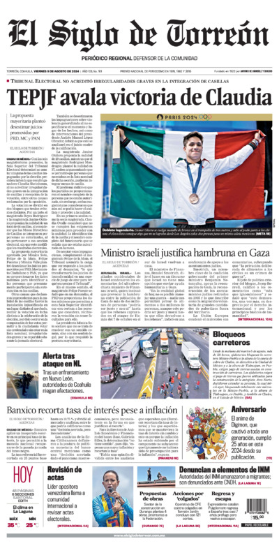 Edición impresa de El Siglo de Torreón, martes  1 de julio de 2025