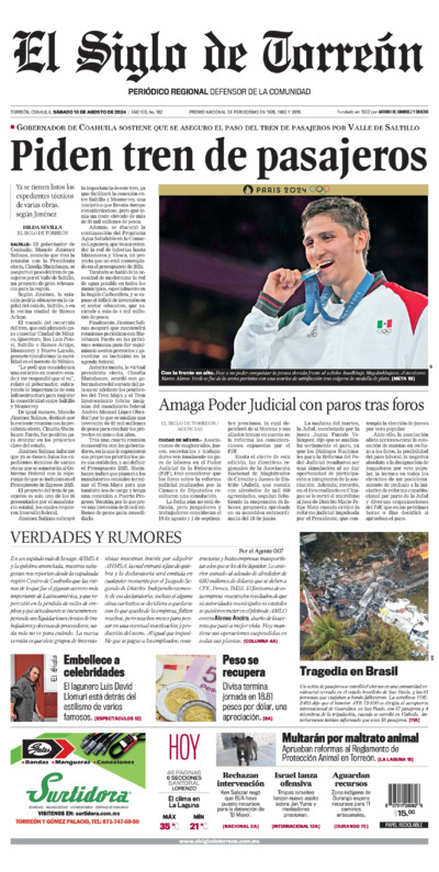Edición impresa de El Siglo de Torreón, viernes 18 de julio de 2025