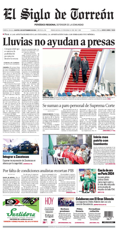 Edición impresa de El Siglo de Torreón, sábado  5 de julio de 2025
