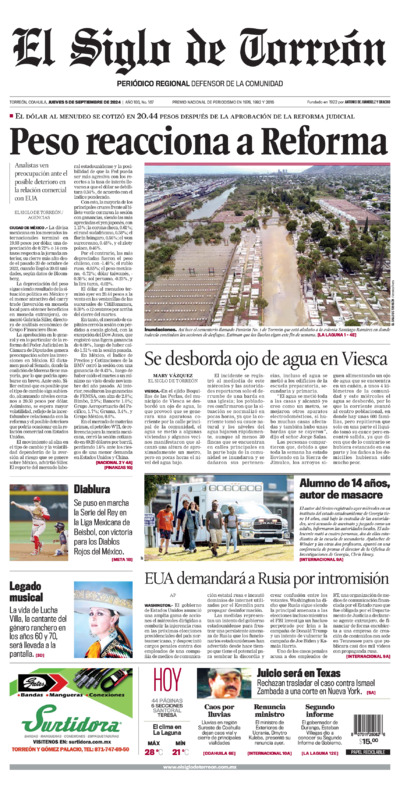 Edición impresa de El Siglo de Torreón, sábado  5 de julio de 2025