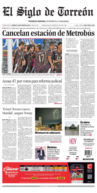 Edición impresa de El Siglo de Torreón, martes  1 de julio de 2025
