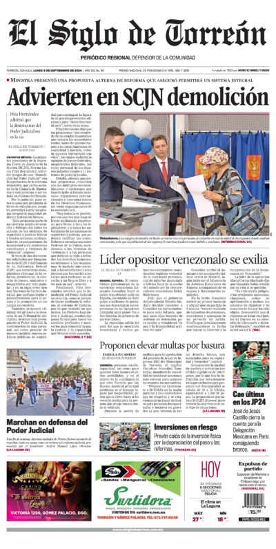 Edición impresa de El Siglo de Torreón, martes  1 de julio de 2025