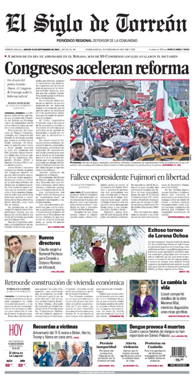 Edición impresa de El Siglo de Torreón, viernes 18 de julio de 2025