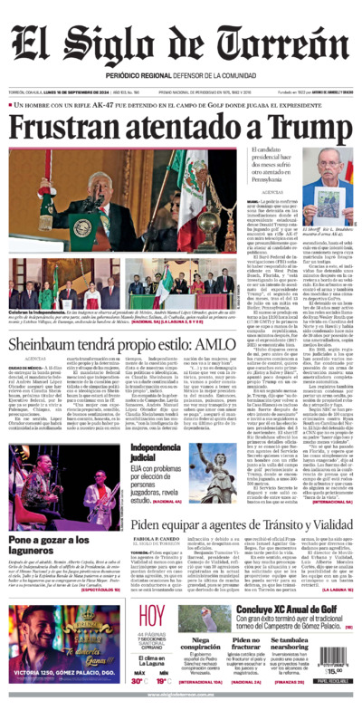 Edición impresa de El Siglo de Torreón, lunes 30 de junio de 2025