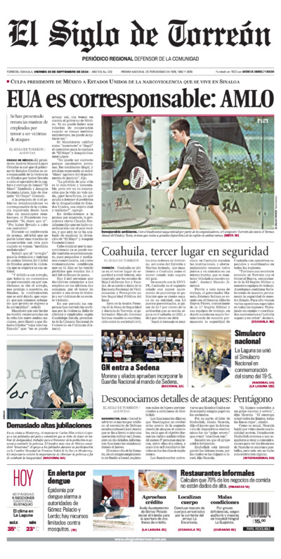 Edición impresa de El Siglo de Torreón, viernes 18 de julio de 2025