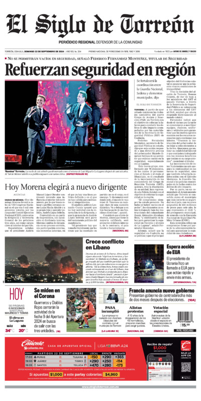 Edición impresa de El Siglo de Torreón, viernes 18 de julio de 2025