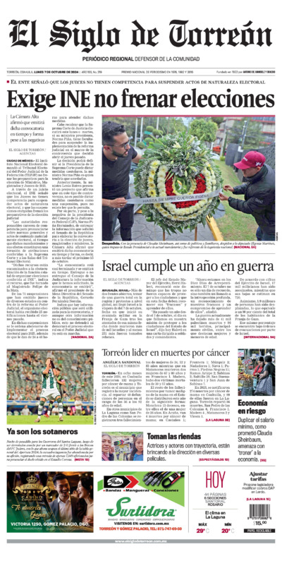 Edición impresa de El Siglo de Torreón, martes  1 de julio de 2025