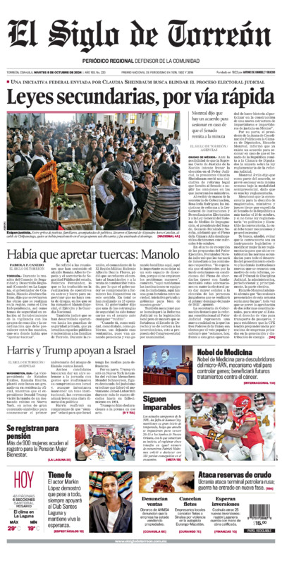 Edición impresa de El Siglo de Torreón, martes 15 de julio de 2025