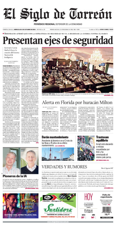 Edición impresa de El Siglo de Torreón, viernes 18 de julio de 2025