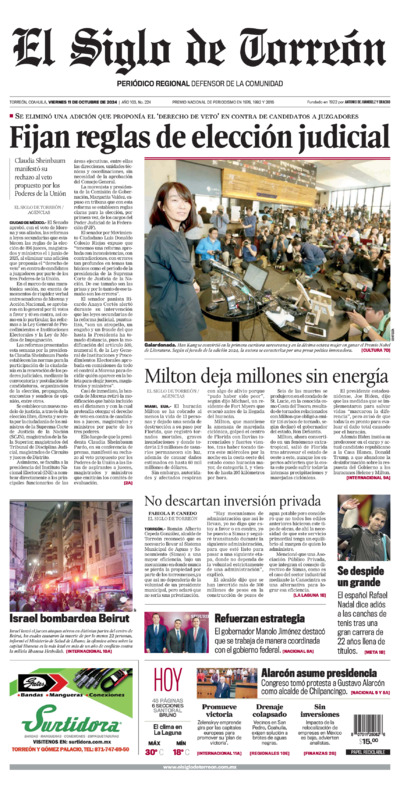 Edición impresa de El Siglo de Torreón, martes  1 de julio de 2025