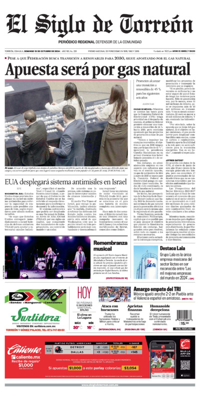 Edición impresa de El Siglo de Torreón, sábado  5 de julio de 2025