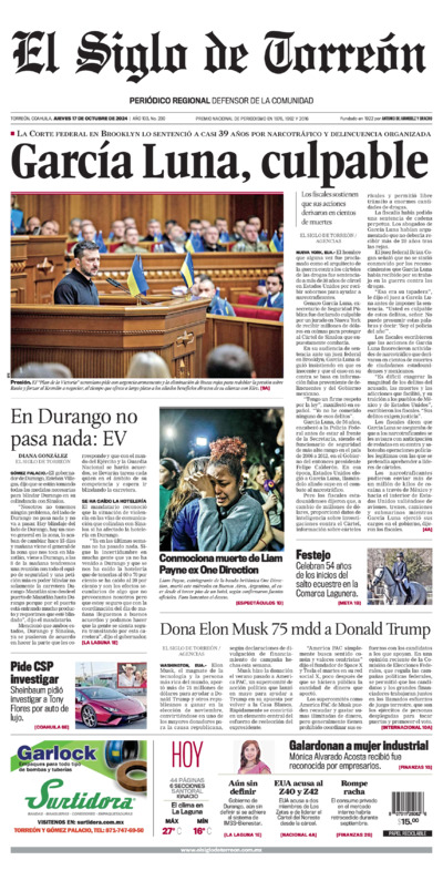 Edición impresa de El Siglo de Torreón, jueves  3 de julio de 2025