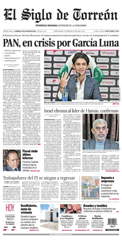 Edición impresa de El Siglo de Torreón, miércoles 16 de julio de 2025