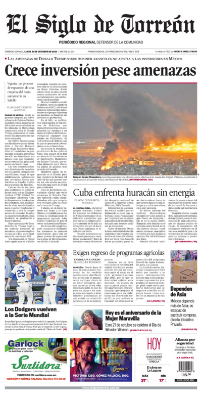 Edición impresa de El Siglo de Torreón, lunes 30 de junio de 2025