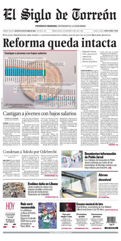 Edición impresa de El Siglo de Torreón, viernes 18 de julio de 2025