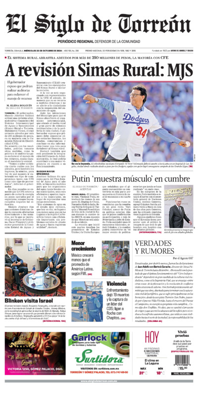 Edición impresa de El Siglo de Torreón, miércoles  2 de julio de 2025