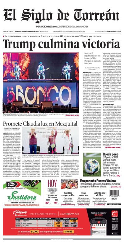 Edición impresa de El Siglo de Torreón, jueves 10 de julio de 2025
