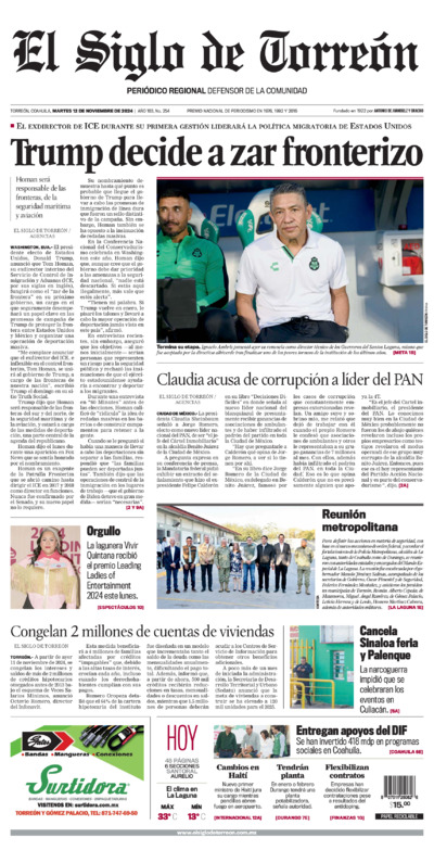 Edición impresa de El Siglo de Torreón, viernes 18 de julio de 2025