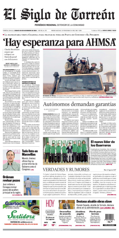 Edición impresa de El Siglo de Torreón, jueves 10 de julio de 2025