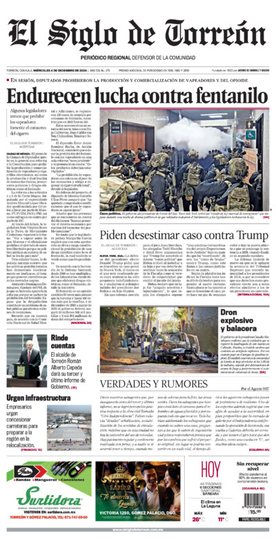 Edición impresa de El Siglo de Torreón, lunes 30 de junio de 2025