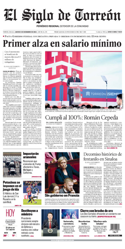 Edición impresa de El Siglo de Torreón, viernes 18 de julio de 2025