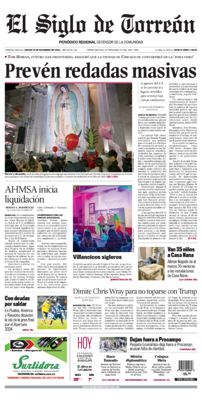 Edición impresa de El Siglo de Torreón, viernes 18 de julio de 2025