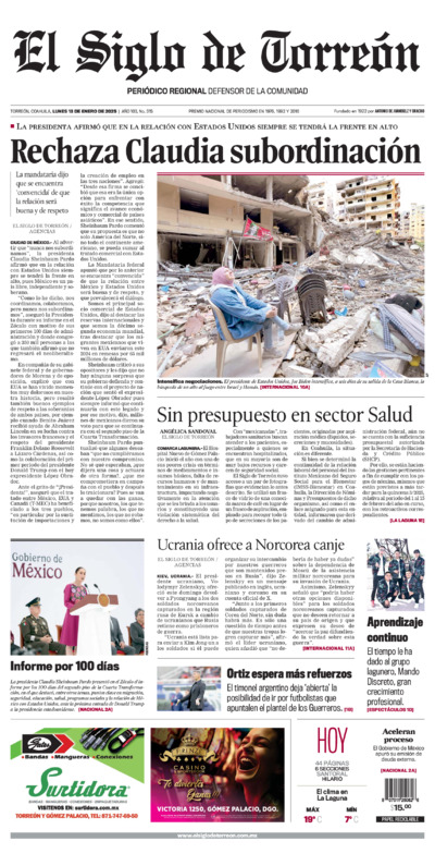 Edición impresa de El Siglo de Torreón, miércoles  2 de julio de 2025