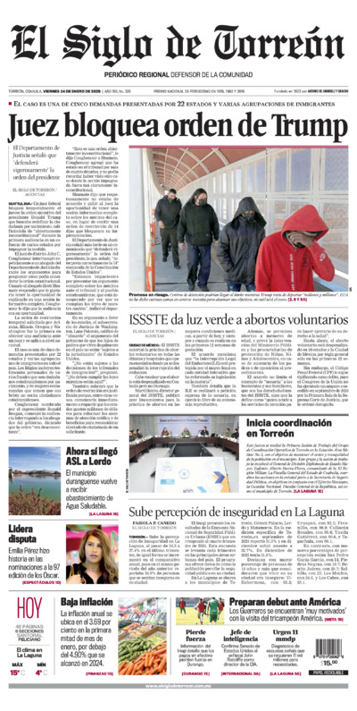 Edición impresa de El Siglo de Torreón, jueves 10 de julio de 2025