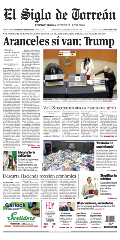 Edición impresa de El Siglo de Torreón, miércoles  2 de julio de 2025