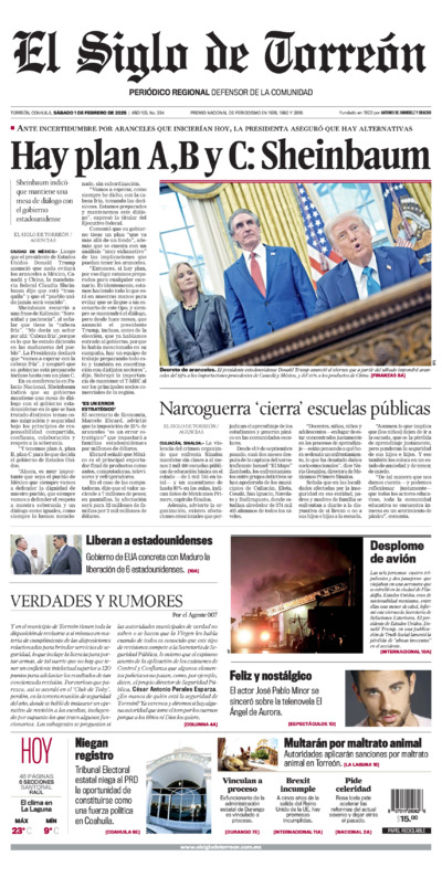 Edición impresa de El Siglo de Torreón, viernes 18 de julio de 2025