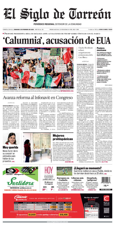 Edición impresa de El Siglo de Torreón, lunes 14 de julio de 2025