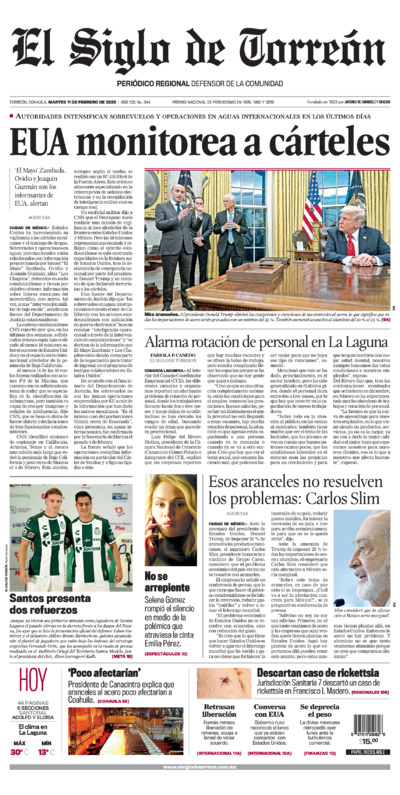 Edición impresa de El Siglo de Torreón, jueves  3 de julio de 2025