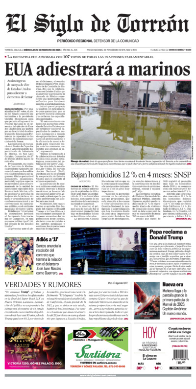 Edición impresa de El Siglo de Torreón, martes  1 de julio de 2025