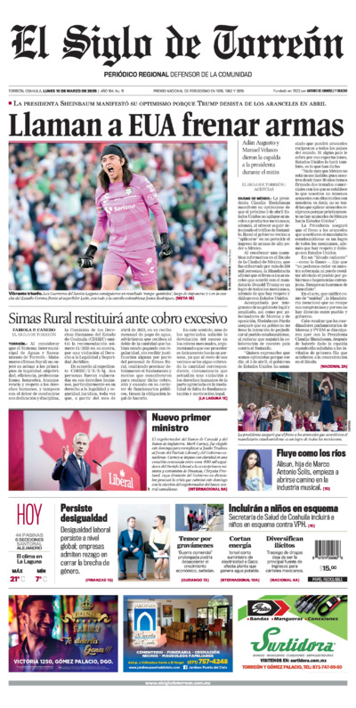 Edición del lunes 10 de marzo de 2025