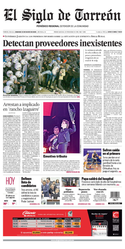 Edición impresa de El Siglo de Torreón, lunes 28 de abril de 2025