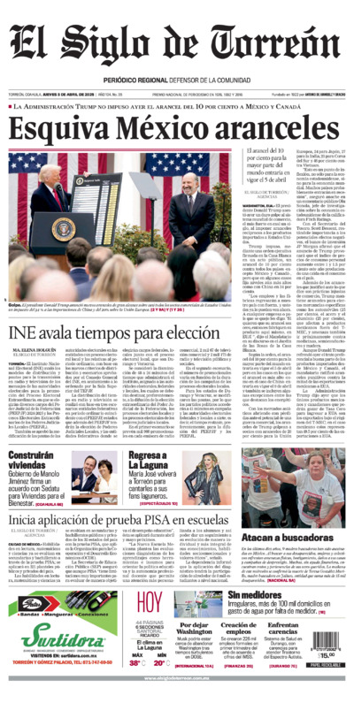 Edición del jueves  3 de abril de 2025