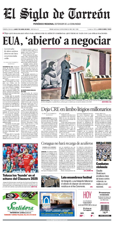 Edición del lunes  7 de abril de 2025