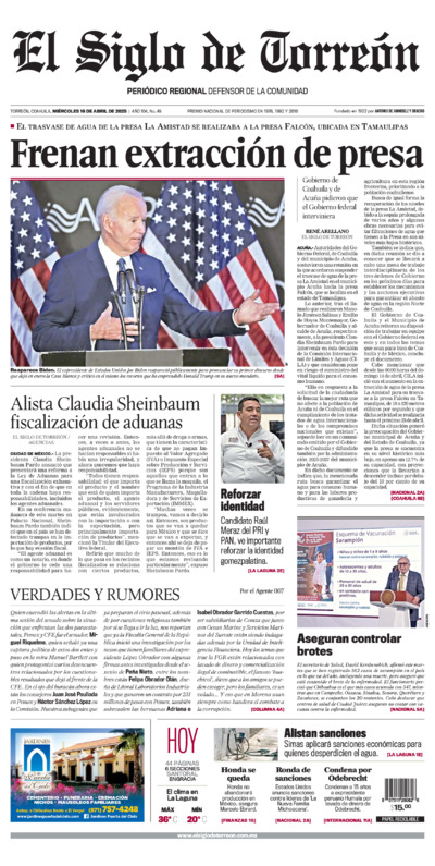 Edición del miércoles 16 de abril de 2025