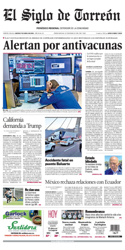 Edición del jueves 17 de abril de 2025