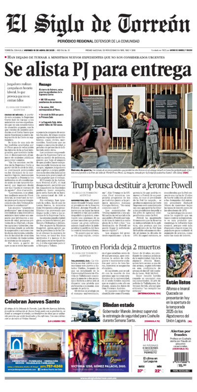 Edición del viernes 18 de abril de 2025