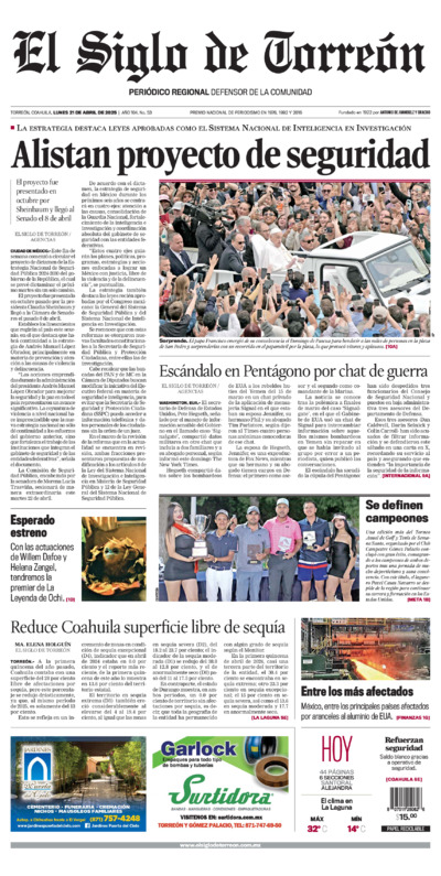 Edición del lunes 21 de abril de 2025