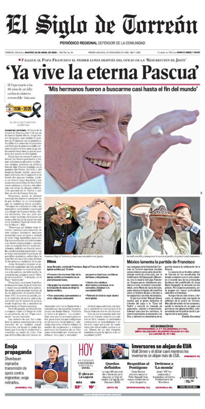 Edición del martes 22 de abril de 2025