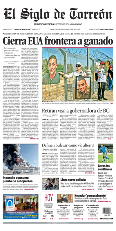 Edición del lunes 12 de mayo de 2025