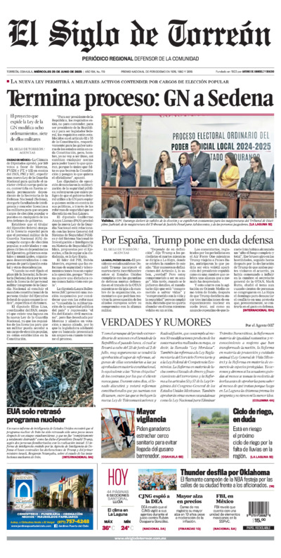 Edición del miércoles 25 de junio de 2025