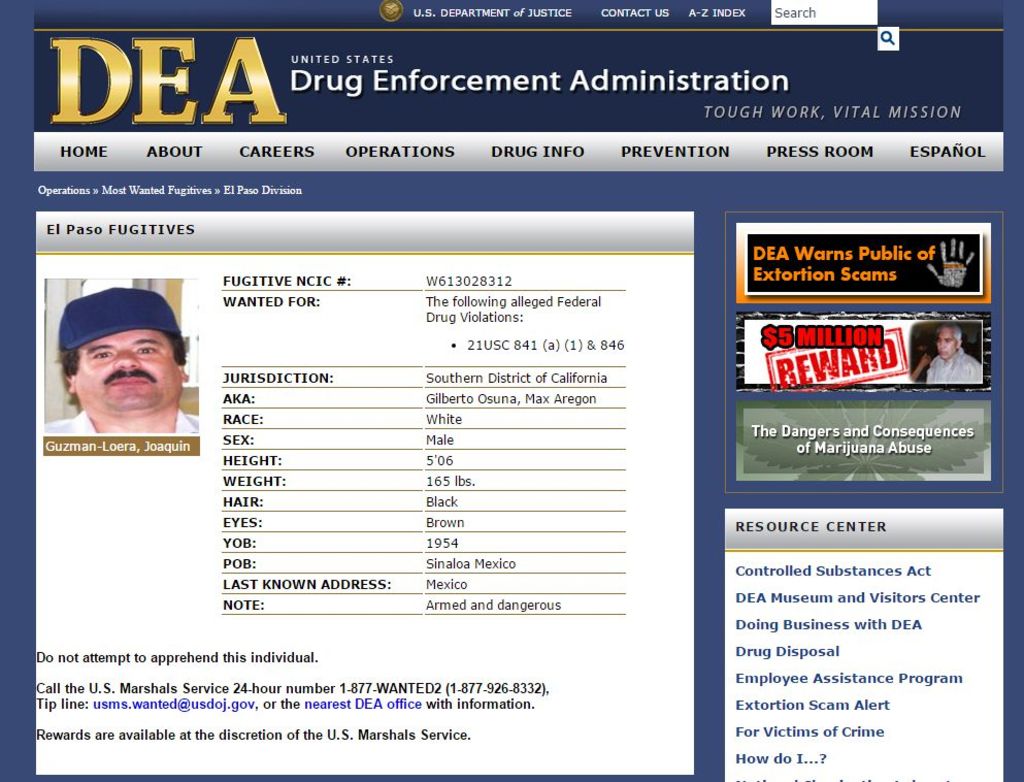 'El Chapo' regresa a lista de la DEA, El Siglo de Torreón