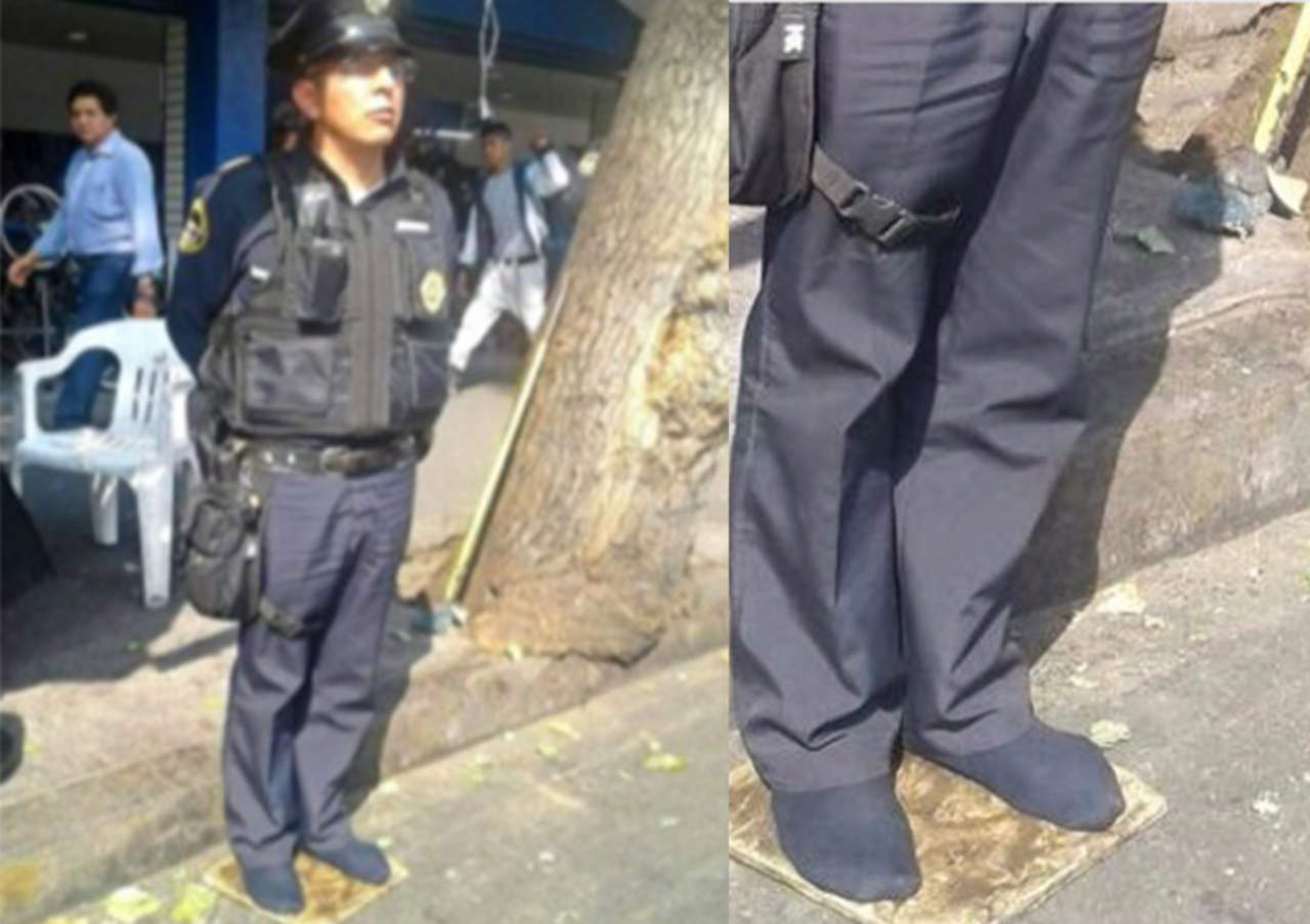 Foto de policía descalzo en CDMX se hace viral. Noticias en tiempo real