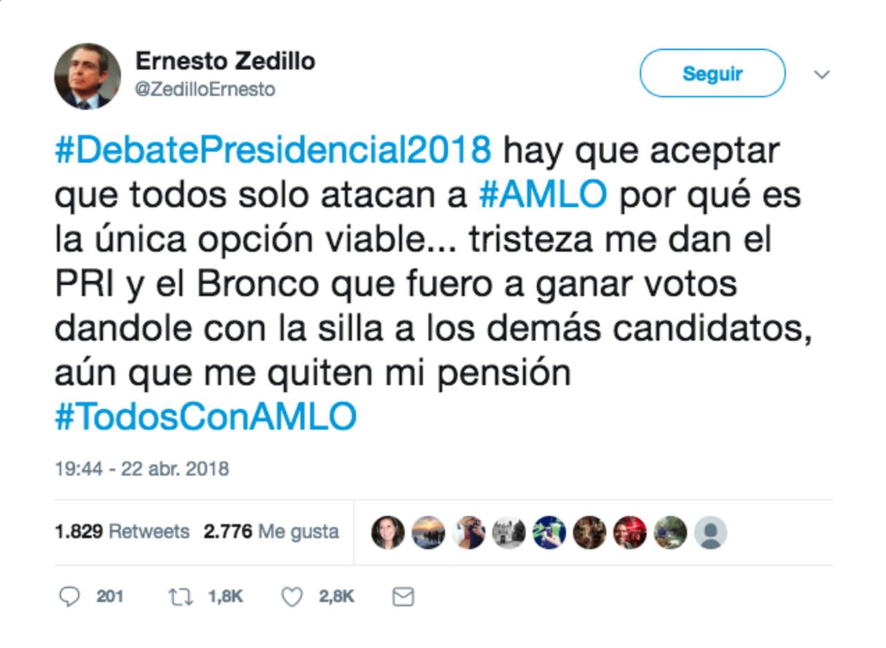 ¿Zedillo apoyando a López Obrador? Una cuenta falsa en Twitter engaña a algunos usuarios. Noticias en tiempo real