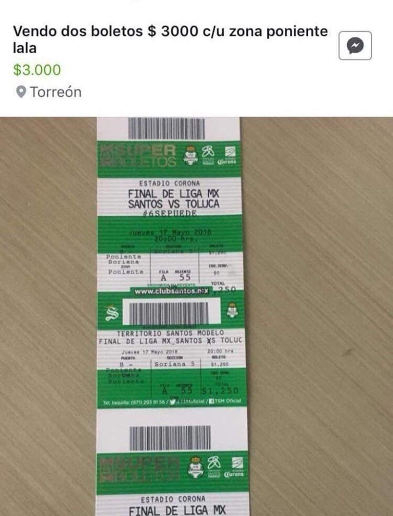 Revenden en 3 mil pesos boletos para final Santos vs Toluca. Noticias en tiempo real