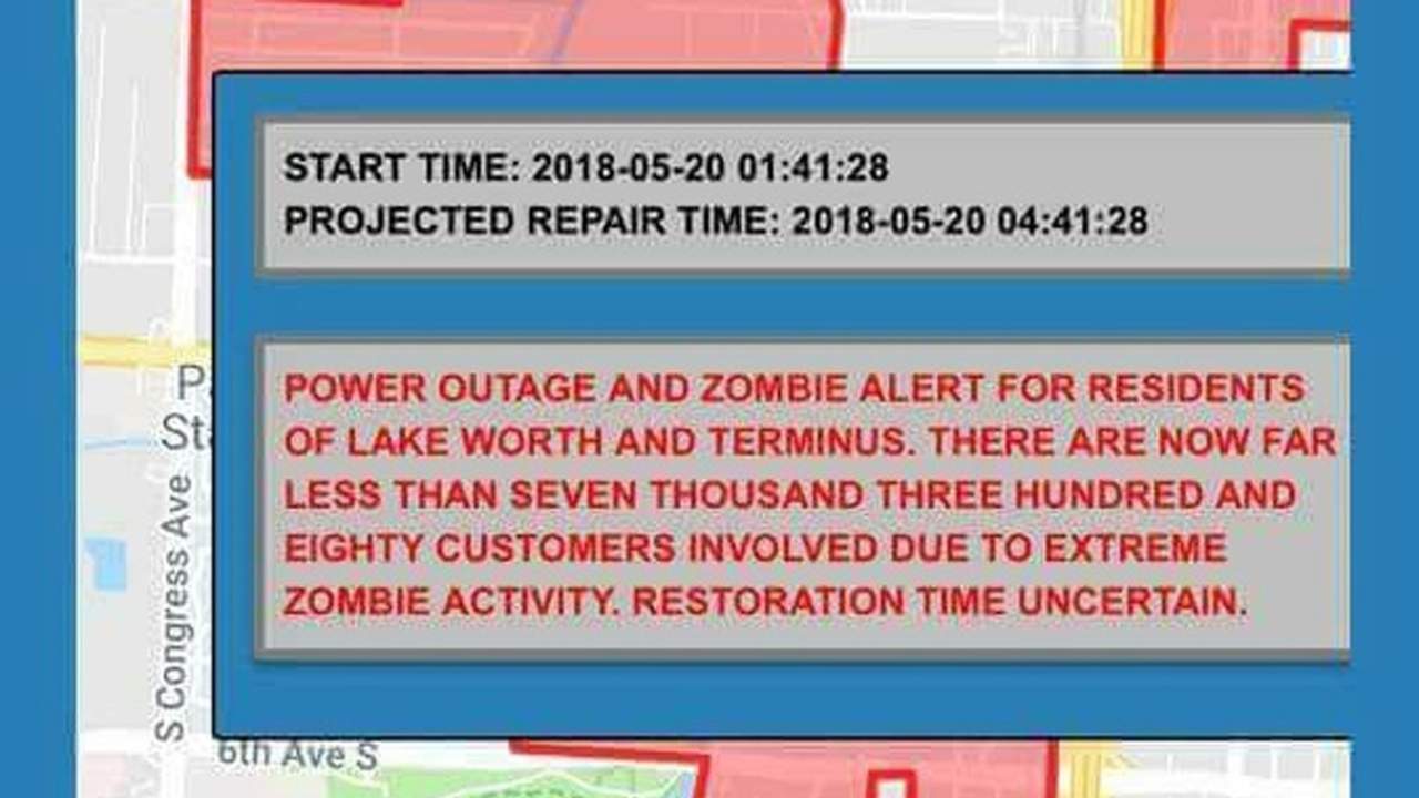 Ciudad en Florida sufre apagón por zombis. Noticias en tiempo real