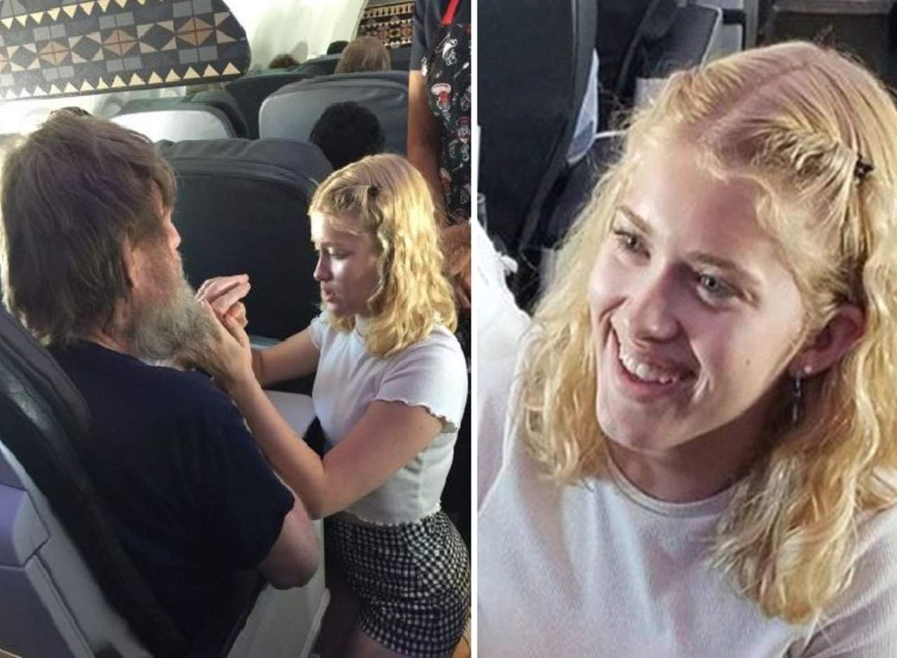 Chica ayuda a pasajero ciego en avión y se hace viral. Noticias en tiempo real